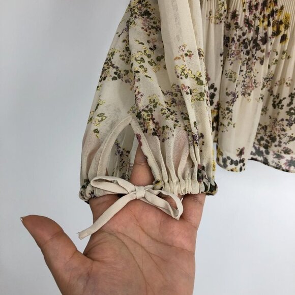Aritzia Wilfred Talence Floral Chiffon Off The Shoulder Blouse Size XS - Picture 6 of 16